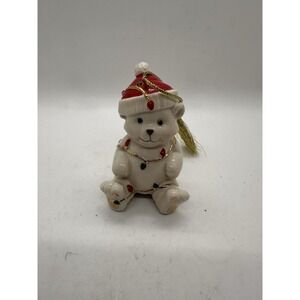 Lenox Holiday Very Merry Porcelain Bear Christmas Ornament  EUC